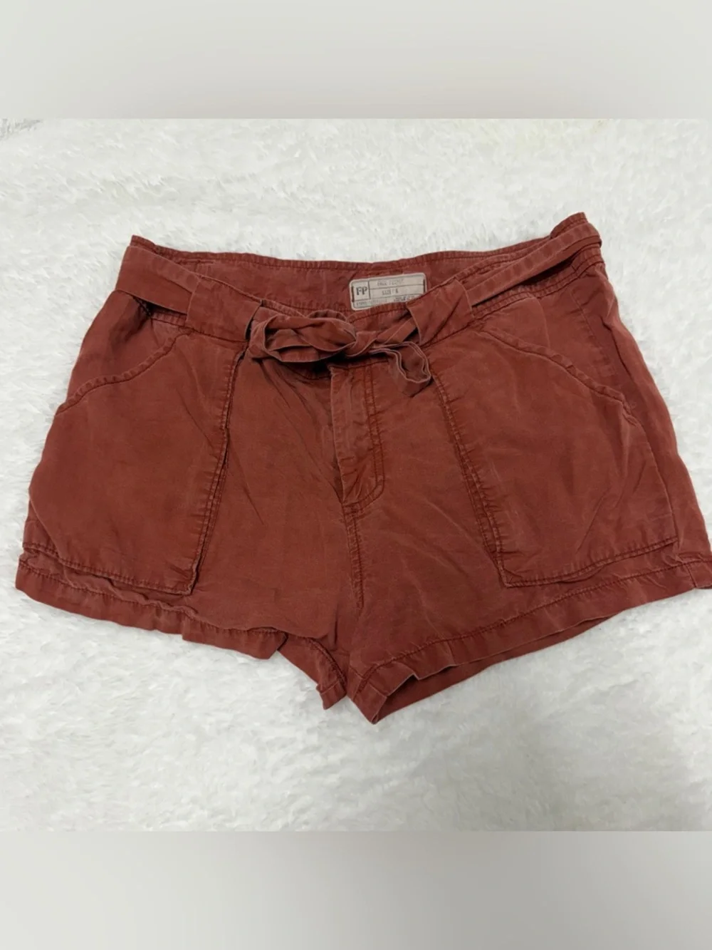 Free People Rust Tie-Waist High-Rise Shorts Size 6